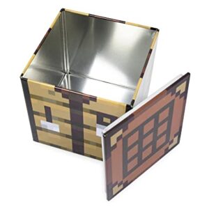 Minecraft Crafting Table Tin Storage Box Cube Organizer with Lid | 4 Inches