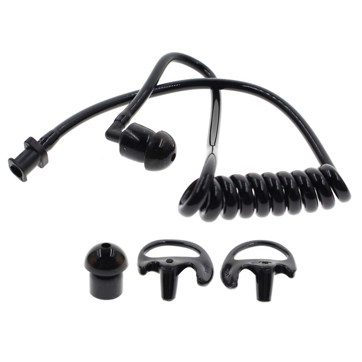 AUTOKYA Pair Black Accoustic Ear Tube Black Medium Earmold for Police Radio Earpiece