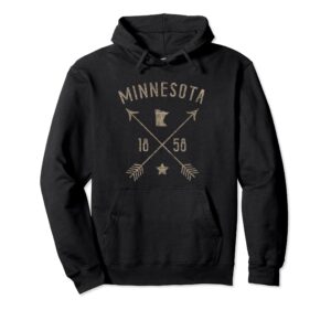 minnesota hoodie vintage distressed state outline arrows