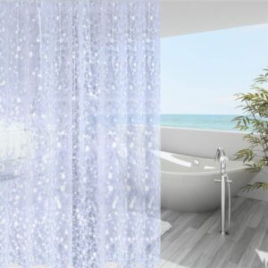 wellcolor short shower curtain liner 65 inch, pebble translucent eva bath shower liners, heavy duty, cobblestone, 72 x 65 inch