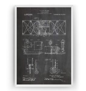 magic posters wright brothers patent prints - flying machine 1913 - vintage art posters pilot gifts for men women aviation blueprint - frame not included