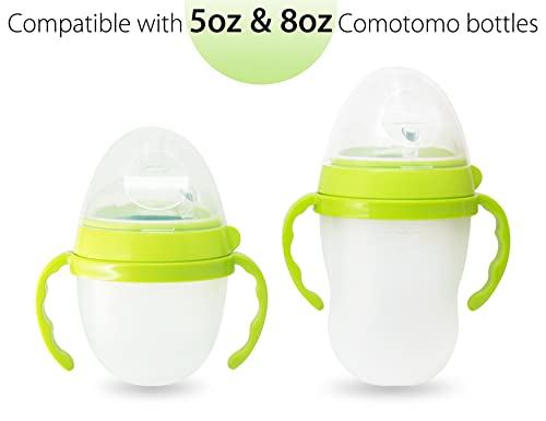 Baby Bottle Handles for Comotomo 5 Ounce & 8 Ounce Silicone Baby Bottles, Compatible Comotomo Bottle Holder for Baby, Pack of 2, Green