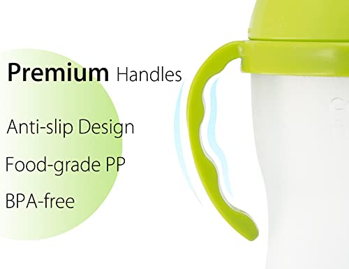 Baby Bottle Handles for Comotomo 5 Ounce & 8 Ounce Silicone Baby Bottles, Compatible Comotomo Bottle Holder for Baby, Pack of 2, Green