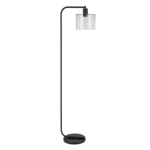 cadmus 57" tall floor lamp with glass shade in blackened bronze/seeded