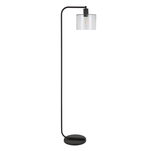 Cadmus 57" Tall Floor Lamp with Glass Shade in Blackened Bronze/Seeded