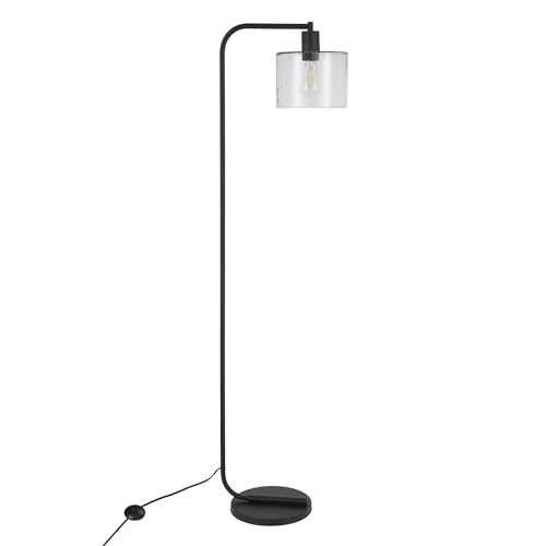 Cadmus 57" Tall Floor Lamp with Glass Shade in Blackened Bronze/Seeded
