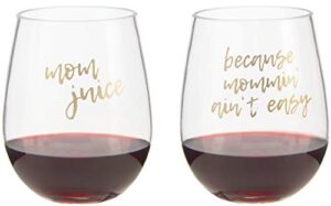 mom wine glass - mother's day - mom juice, because mommin ain’t easy - unbreakable plastic wine glass - mother’s day gifts - gift for mom to be - cute funny wine glass - new mom gift