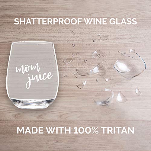 Mom Wine Glass - Mother's Day - Mom Juice, Because Mommin Ain’t Easy - Unbreakable Plastic Wine Glass - Mother’s Day Gifts - Gift for Mom to be - Cute Funny Wine Glass - New Mom Gift