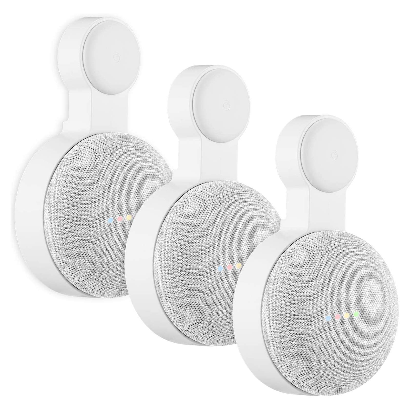 Caremoo Google Home Mini Wall Mount, White, 3 Pack - Superb Cord Management for Space-Saving Design