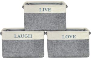 sorbus fabric storage cubes 15 inch - big sturdy collapsible storage bins with dual handles - foldable baskets for organizing -decorative storage baskets for shelves | home & office use -3 pack| grey