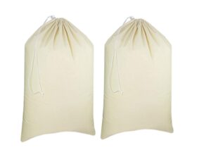 urban villa - 2 pack extra large canvas heavy duty laundry bags natural cotton -multi use- size - 71x91 cms