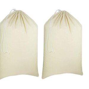 Urban Villa - 2 Pack Extra Large Canvas Heavy Duty Laundry Bags Natural Cotton -Multi Use- Size - 71x91 CMS