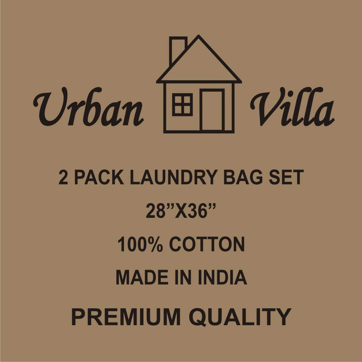 Urban Villa - 2 Pack Extra Large Canvas Heavy Duty Laundry Bags Natural Cotton -Multi Use- Size - 71x91 CMS