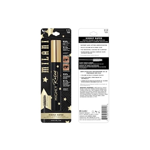 Milani Highly Rated Mascara - Black | Lengthening and Voluminous Mascara | Best Mascara | Separates and Builds Lashes | Use With Milani Makeup (0.41 Fl. Oz.)