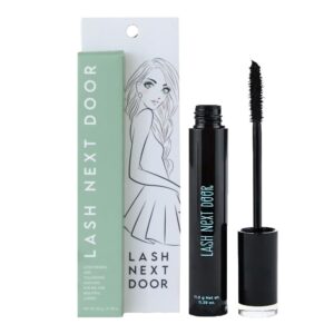 lash next door water resistant mascara black volume and length - no clump volumizing mascara for thickening and lengthening - smudge proof lashes by brooklyn and bailey (1 pack)
