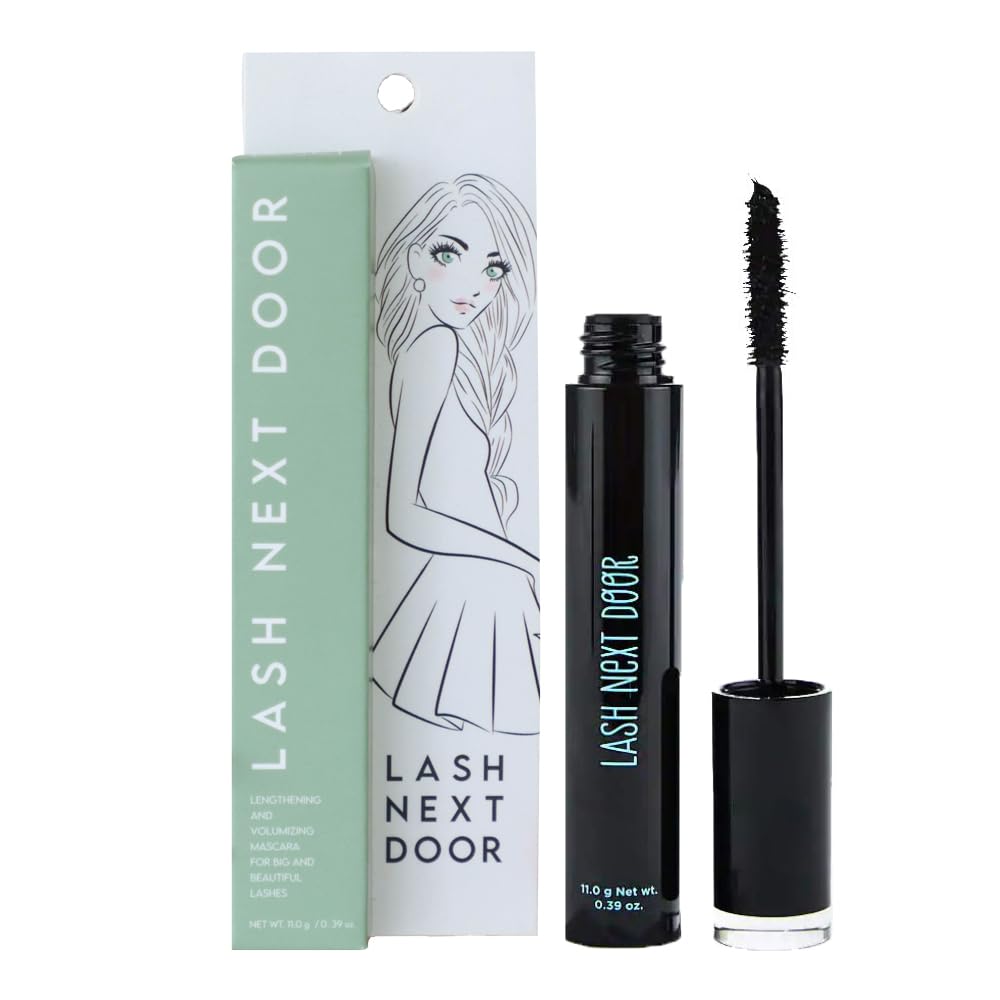 Lash Next Door Water Resistant Mascara Black Volume and Length - No Clump Volumizing Mascara for Thickening and Lengthening - Smudge Proof Lashes by Brooklyn and Bailey (1 Pack)