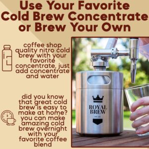 The Original Royal Brew Nitro Cold Brew Coffee Maker - Gift for Coffee Lovers - 64 oz Home Keg, Nitrogen Gas System Coffee Dispenser Kit