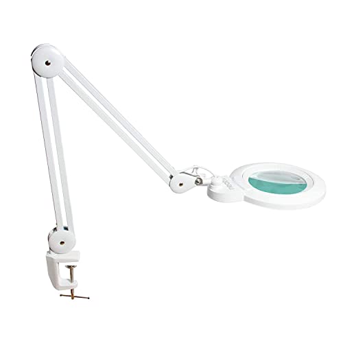 Neatfi XL Bifocals 1,200 Lumens Super LED Magnifying Lamp with Clamp, 3 Light Modes, Correlated Color Temperature Control (3000K-4500K-6000K), 12W, 120 Pcs SMD LED (White, 6 Inch Lens)