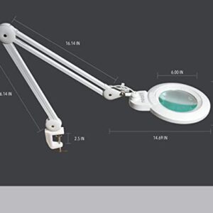 Neatfi XL Bifocals 1,200 Lumens Super LED Magnifying Lamp with Clamp, 3 Light Modes, Correlated Color Temperature Control (3000K-4500K-6000K), 12W, 120 Pcs SMD LED (White, 6 Inch Lens)