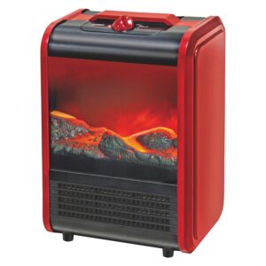 flame effect mini-fireplace heater, red