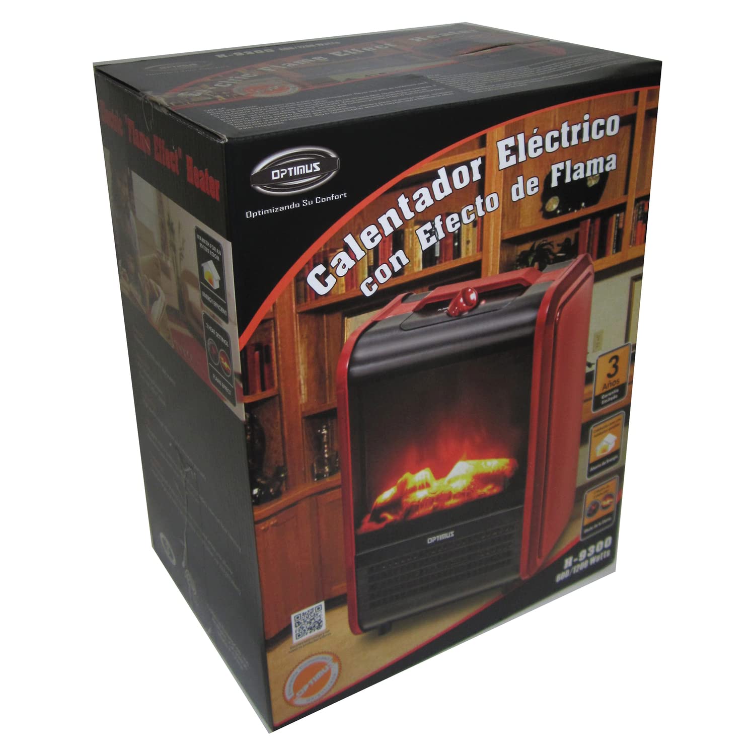 Flame Effect Mini-Fireplace Heater, Red