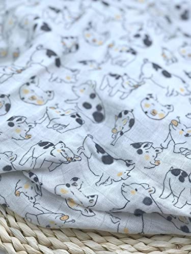 Ultra Soft Bamboo Muslin Swaddle Blankets Premium Receiving Blanket for Boys & Girls Luxurious Soft and Silky 47" x 47" Pig Blanket (Pig)