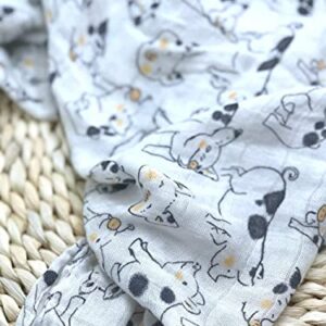 Ultra Soft Bamboo Muslin Swaddle Blankets Premium Receiving Blanket for Boys & Girls Luxurious Soft and Silky 47" x 47" Pig Blanket (Pig)