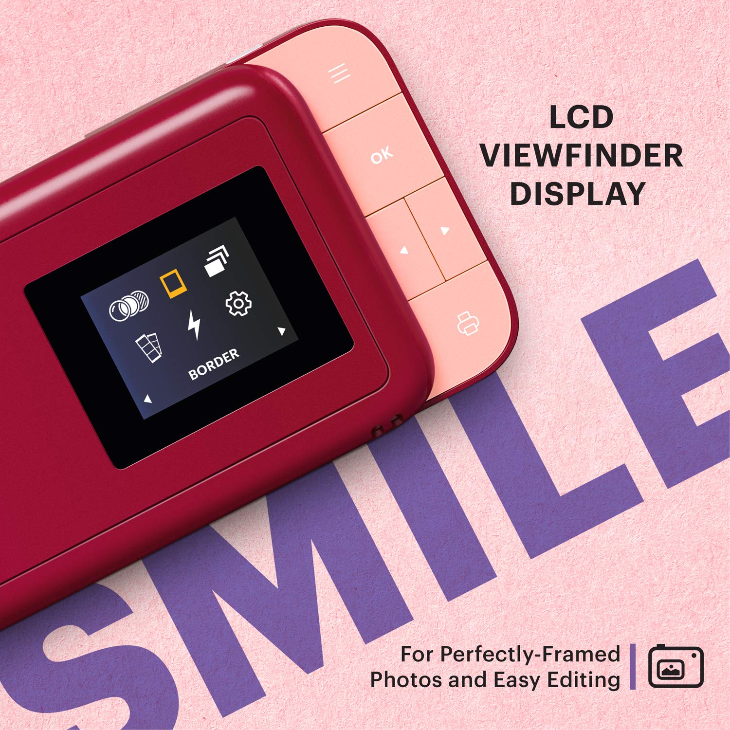 Zink KODAK Smile Instant Print Digital Camera – Slide-Open 10MP Camera w/2x3 ZINK Printer (Red)