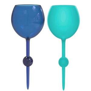 the beach glass- original floating acrylic wine glass- for pool, beach, camping, picnic and outdoor - 1 teal tides and 1 indigo skies pack of 2