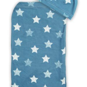 Itzy Ritzy Cocoon and Hat Swaddle Set, Cutie Cocoon Includes Name Announcement Card and Matching Jersey Knit Cocoon and Hat Set, Perfect for Newborn Photos, for Ages 0 to 3 Months, Blue Stars