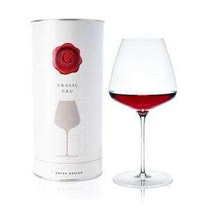 grassl cru wine glass, hand-blown crystal wine glass for burgundy red wine like chardonnay and pinot noir