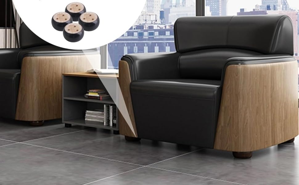 Mysummer 4PCS Round Furniture Bun Feet 2" Tall Replacement for Armchair Sofa Chair Loveseat Ottoman Dresser Legs (Black)