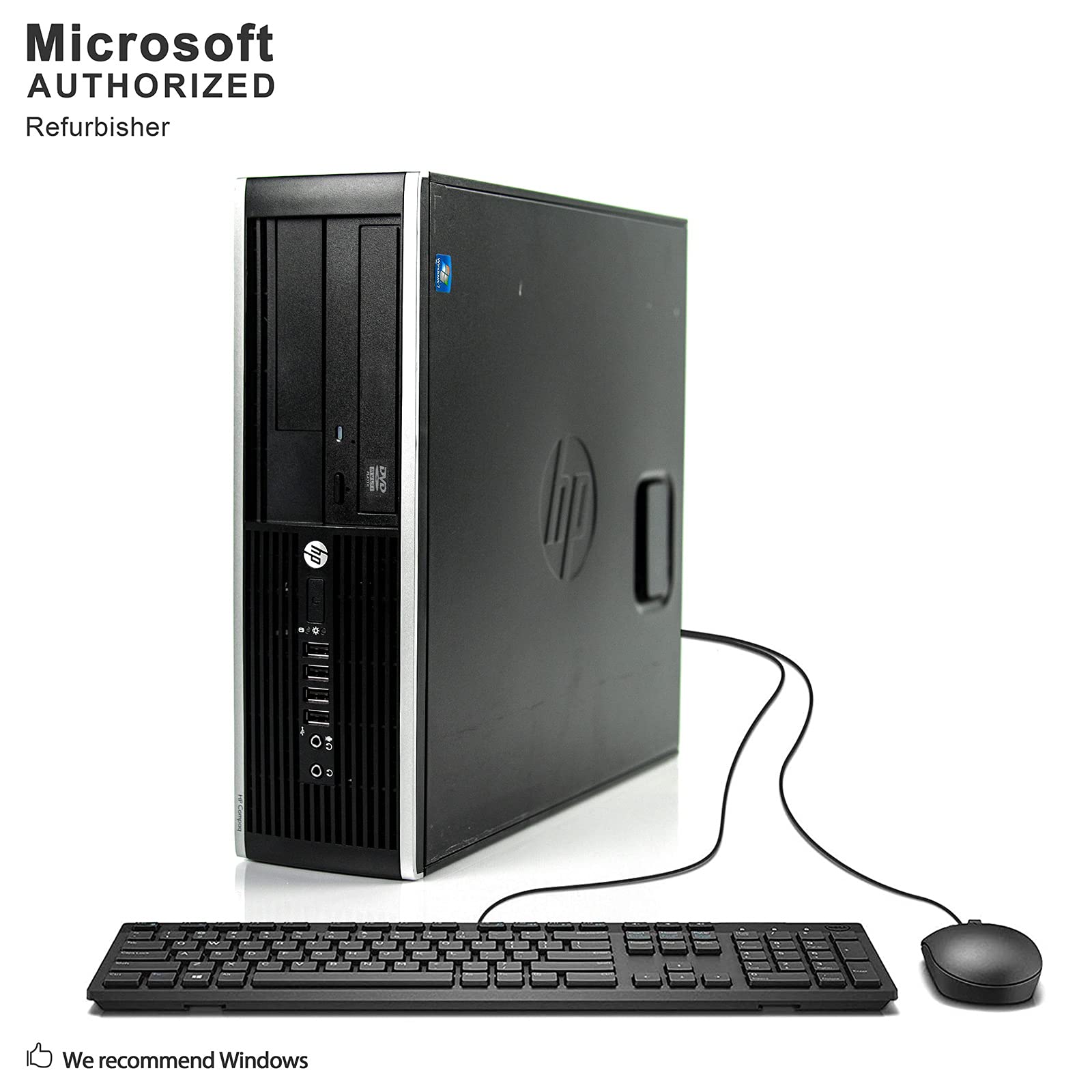 HP Elite Desktop Computer, Intel Core i5 3.1GHz, 8GB RAM, 1TB SATA HDD, Keyboard & Mouse, Wi-Fi, Dual 19in LCD Monitors (Brands Vary), DVD-ROM, Windows 10, (Renewed)