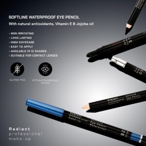 Radiant Professional Softline Waterproof Eye Pencil with Smudging Tool - Long Lasting Under Eye Liner for Women, For the Perfect Smoky Eye, Pure Black (01)