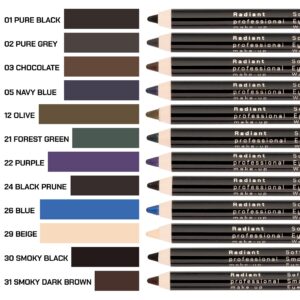 Radiant Professional Softline Waterproof Eye Pencil with Smudging Tool - Long Lasting Under Eye Liner for Women, For the Perfect Smoky Eye, Pure Black (01)