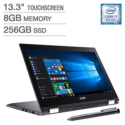 Acer Newest Spin 5 13.3" Touch Screen 2-in-1 Laptop, 8th Gen Intel Core i7-8550U, 8GB Memory, 256GB SSD, Backlit Keyboard, SP513-52N-888R, Steel Grey, More Upgrade Available