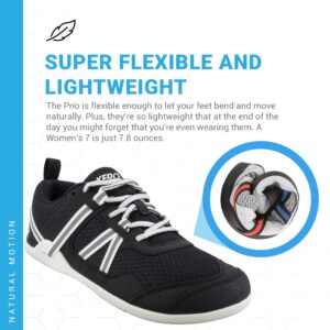 Xero Shoes Women’s Prio Orignal Barefoot Cross Trainer | Lightweight, Zero Drop Sole | Running Shoes for Women Black/White