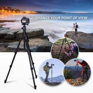 YoTilon Tripod for Camera, 76” Aluminum DSLR Camera Tripod Monopod 360 Degree Ball Head with 1/4 Screw Fast Quick Release Plates for Canon Nikon Sony Samsung Olympus Panasonic & Pentax Travel Work