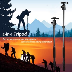 YoTilon Tripod for Camera, 76” Aluminum DSLR Camera Tripod Monopod 360 Degree Ball Head with 1/4 Screw Fast Quick Release Plates for Canon Nikon Sony Samsung Olympus Panasonic & Pentax Travel Work