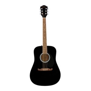 fender fa-125 dreadnought acoustic guitar, with 2-year warranty, black, with gig bag