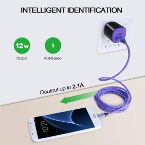 Charger Plug Micro USB Cable Compatible for Samsung Galaxy S7 S6 J7 J7V J3 J3V J8 J5 A6 A10 Note 5 4,LG K50 K40 K30 K20 V10,Moto E6 E5 G4 G5,Tablet,Wall Charging Block Fast Charging Android Phone Cord