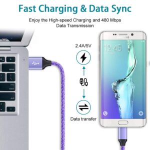 Charger Plug Micro USB Cable Compatible for Samsung Galaxy S7 S6 J7 J7V J3 J3V J8 J5 A6 A10 Note 5 4,LG K50 K40 K30 K20 V10,Moto E6 E5 G4 G5,Tablet,Wall Charging Block Fast Charging Android Phone Cord