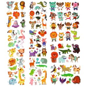 phogary 200 pieces 20 sheets animals theme temporary tattoos zoo patterned body art waterproof tattoos for kids