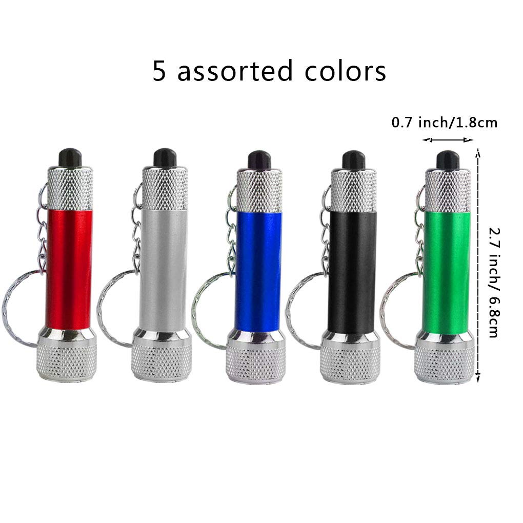 Bantoye 20 Packs Mini LED Flashlights, 2.7 Inch Pocket Flashlight Keychain 5 Bulbs LED for Kids, Camping, Party, 5 Colors