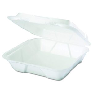 genpak sn200 cpc 9 x 9 x 3 in. 1 compartment hinged foam tray-snaplock container44; white - case of 200