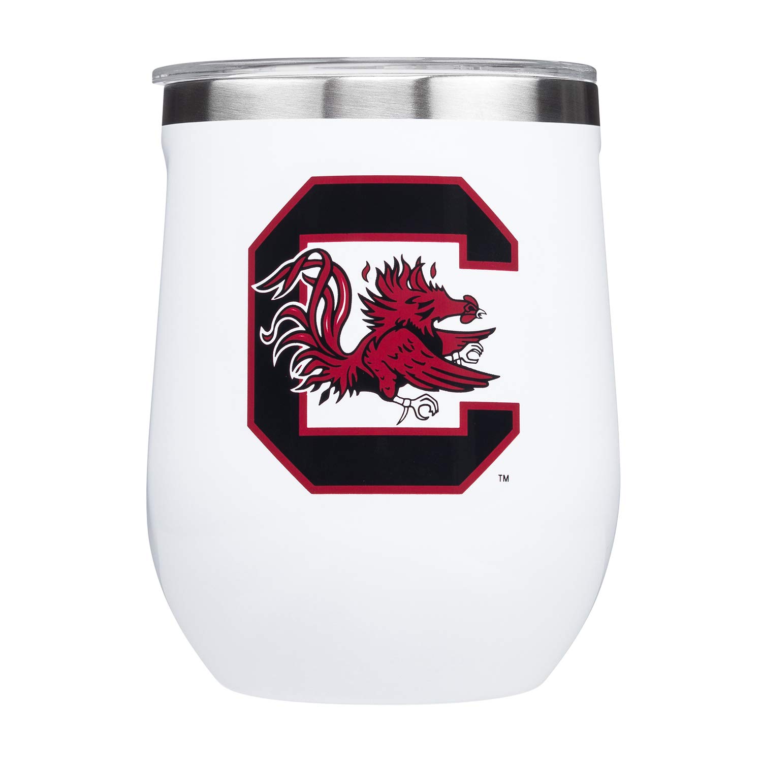 Stemless - 12oz NCAA Triple Insulated Stainless Steel Stemless Wine Glass, South Carolina Gamecocks, Big Logo