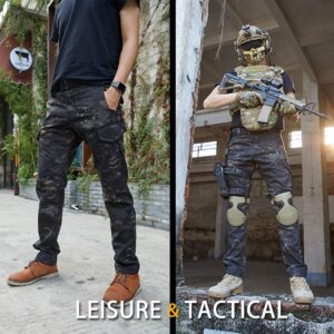 IDOGEAR GL Tactical Pants Multi-camo Combat Pants for Airsoft Military Hunting Paintball Outdoor Sports Slim Fit Style (A:Multi-camo, 32W x 32L)