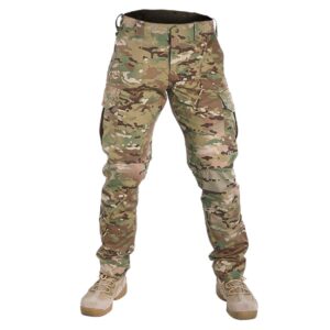 IDOGEAR GL Tactical Pants Multi-camo Combat Pants for Airsoft Military Hunting Paintball Outdoor Sports Slim Fit Style (A:Multi-camo, 32W x 32L)