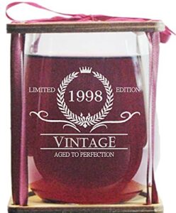 orange kat vintage 1998 limited edition - aged to perfection stemless wine glass and presentation packaging