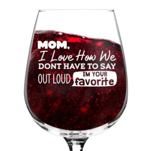 du vino i’m your favorite child funny wine glass (12.75 oz) | cute wine glass to mother from daughter | mother from son | great mom gift for birthday, mother’s day gift for mom from daughter